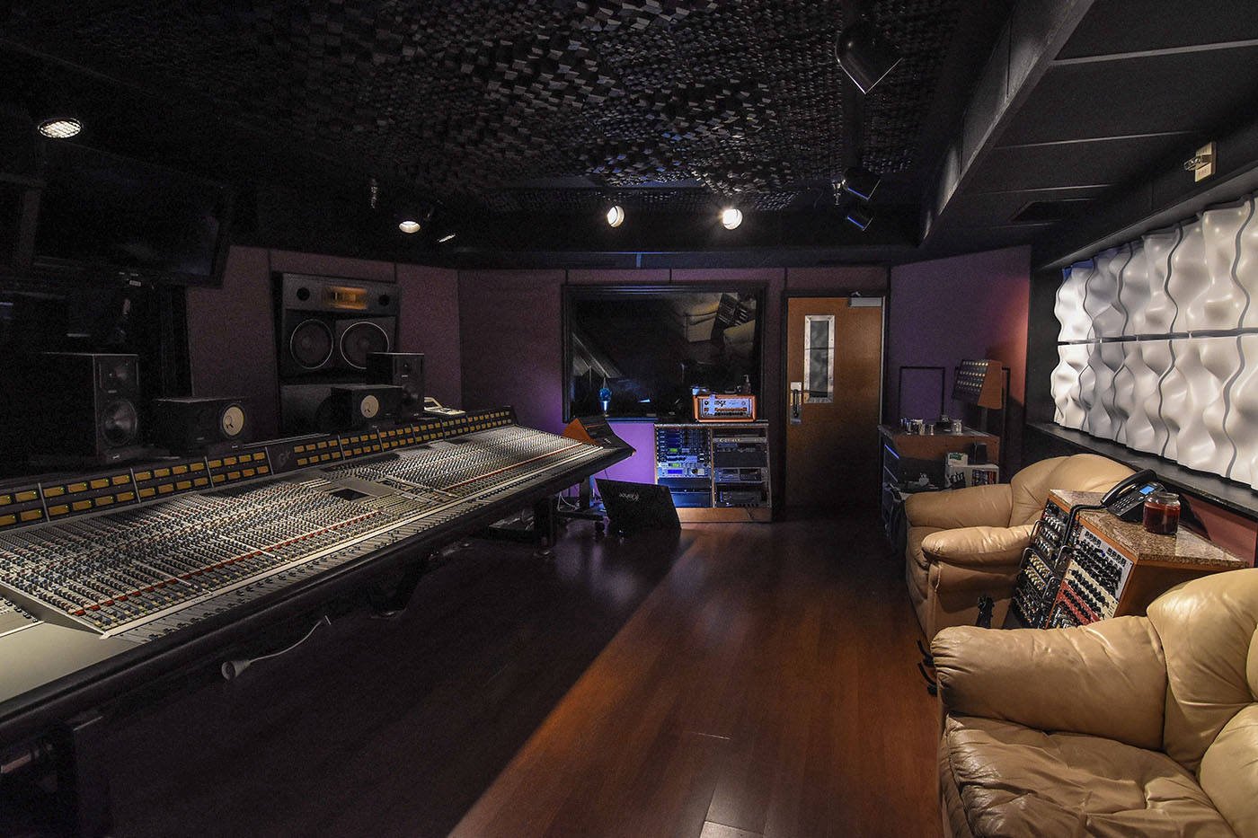 Big3 Studios control room with acoustic diffusers