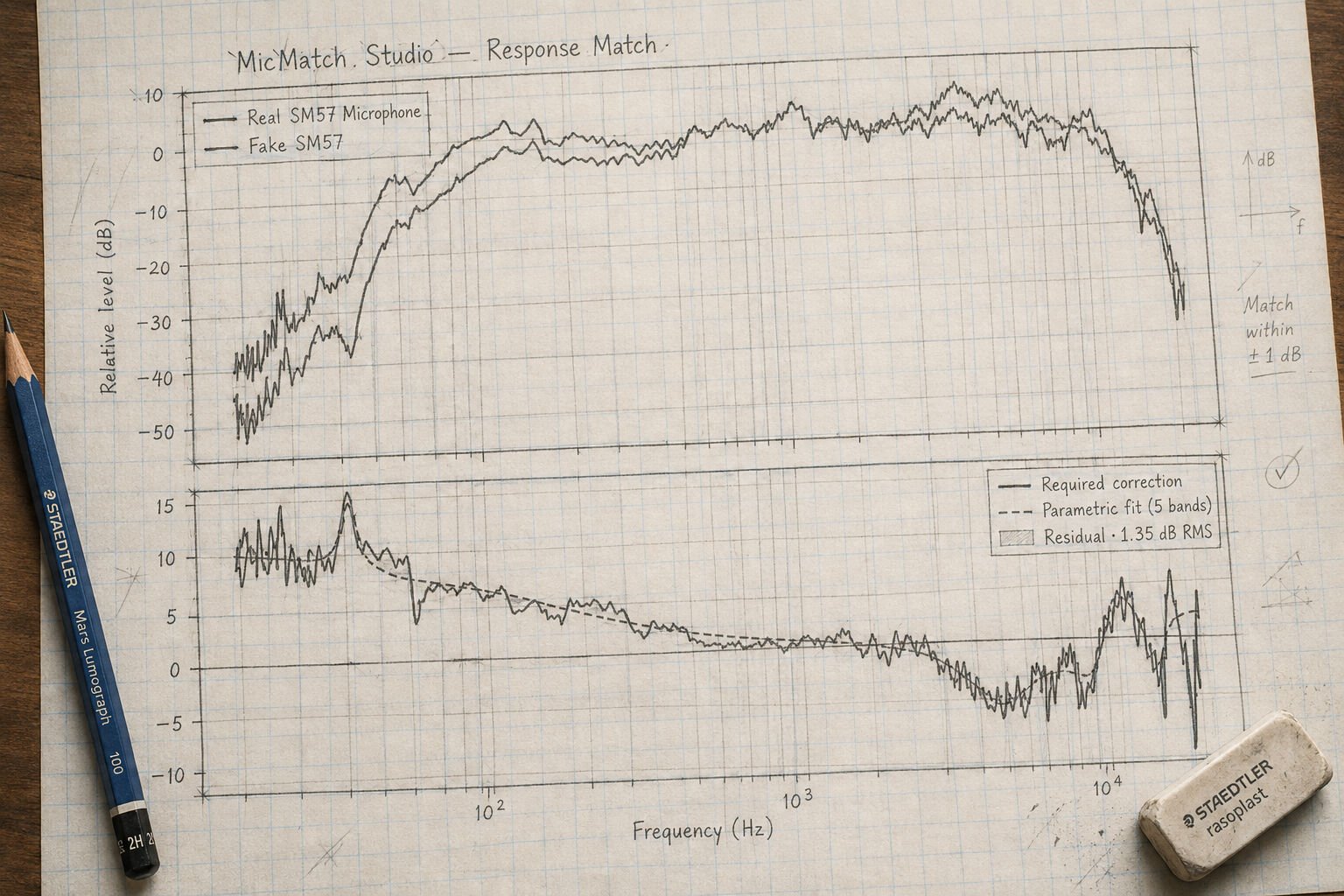 Hand-drawn-style MicMatch response comparison graph